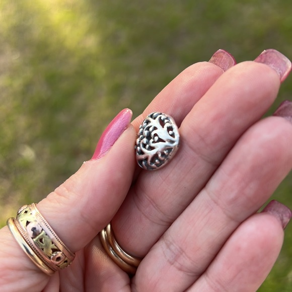 Sterling Silver Scroll Open Heart Small Charm or Pendant - Picture 11 of 17